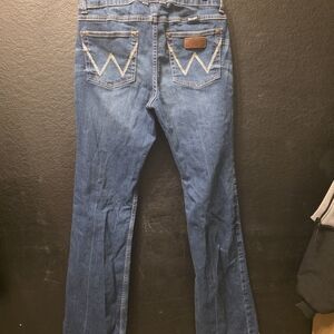 Wrangler Blue Bootcut Jeans with Signature Back Pocket W Stitch